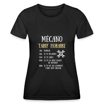 mécano tarif horaire humour mécanicien mécanique - T-shirt sport Femme - noir - Devant - AI Model Female 172 light (172cm)