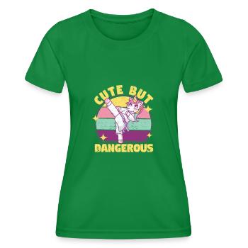 Lustige Karate Einhorn Liebhaber Kampfsportarten - Frauen Funktions-T-Shirt - Kelly Green - Vorne - AI Model Female 172 dark (172cm)