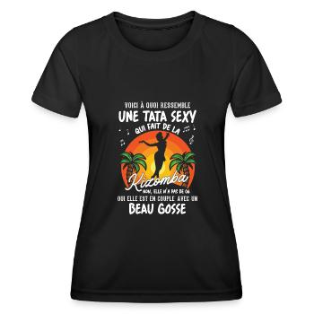 tata danseuse kizomba sexy couple BG amour tante - T-shirt sport Femme - noir - Devant - AI Model Female 172 light (172cm)