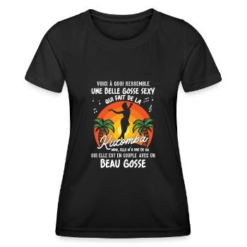 belle gosse danseuse kizomba sexy couple BG amour - T-shirt sport Femme - noir - Devant - AI Model Female 172 light (172cm)