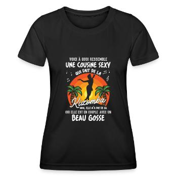 cousine danseuse kizomba sexy couple BG amour - T-shirt sport Femme - noir - Devant - AI Model Female 172 light (172cm)
