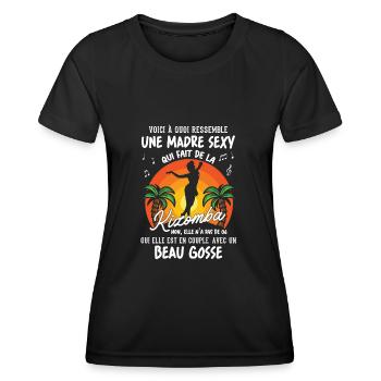 madre danseuse kizomba sexy couple BG amour - T-shirt sport Femme - noir - Devant - AI Model Female 172 light (172cm)