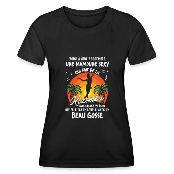 mamoune danseuse kizomba sexy couple BG amour - T-shirt sport Femme - noir - Devant - AI Model Female 172 light (172cm)