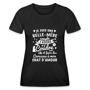 belle mère coudre couture propriétaire chat maman - T-shirt sport Femme - noir - Devant - AI Model Female 172 light (172cm)