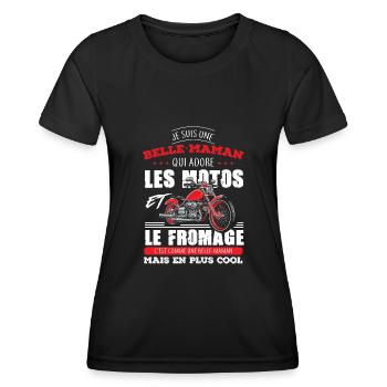 belle mère maman motarde adore les motos fromage - T-shirt sport Femme - noir - Devant - AI Model Female 172 light (172cm)