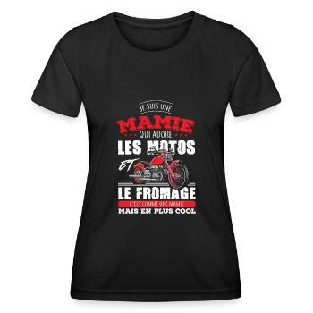 mamie motarde adore les motos fromage grand mère - T-shirt sport Femme - noir - Devant - AI Model Female 172 light (172cm)