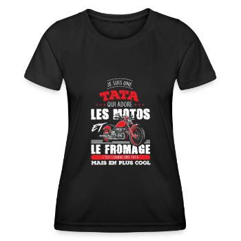 tata tante motarde adore les motos fromage - T-shirt sport Femme - noir - Devant - AI Model Female 172 light (172cm)