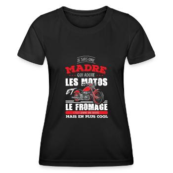 madre motarde adore les motos fromage plus cool - T-shirt sport Femme - noir - Devant - AI Model Female 172 light (172cm)