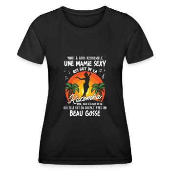 mamie danseuse kizomba sexy couple BG amour mémé - T-shirt sport Femme - noir - Devant - AI Model Female 172 light (172cm)