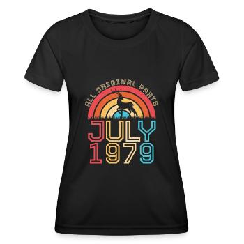 Né en juillet 1979 - T-shirt sport Femme - noir - Devant - AI Model Female 172 light (172cm)