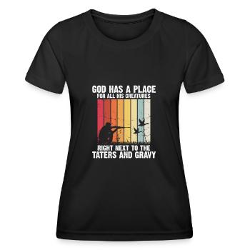 Funny Duck Hunting Design Hunter Hunting Duck Design - Women's Functional T-Shirt - black - Front - AI Model Female 172 light (172cm)