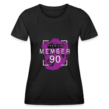 Gamer Team Shirt 90 Ninety - Design: PurpleGorill - Frauen Funktions-T-Shirt - Schwarz - Vorne - AI Model Female 172 light (172cm)