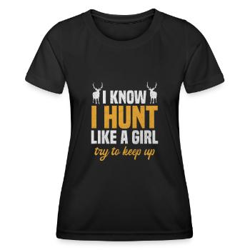 Hunter Hunting lover Women Hunt wild animals - Women's Functional T-Shirt - black - Front - AI Model Female 172 light (172cm)