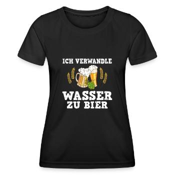 Ich verwandle Wasser zu Bier Hobbybrauer zu Hause - Frauen Funktions-T-Shirt - Schwarz - Vorne - AI Model Female 172 light (172cm)