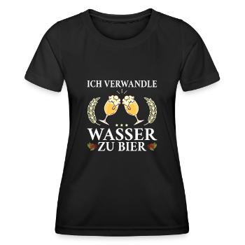 Ich verwandle Wasser zu Bier Hobby Brauer Bier geb - Frauen Funktions-T-Shirt - Schwarz - Vorne - AI Model Female 172 light (172cm)