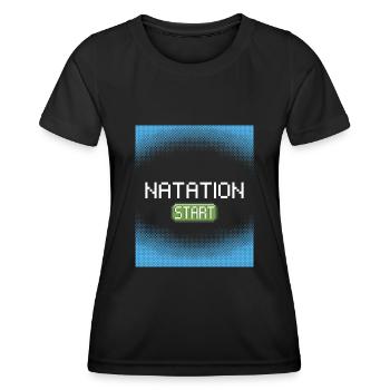 natation start pixel - T-shirt sport Femme - noir - Devant - AI Model Female 172 light (172cm)