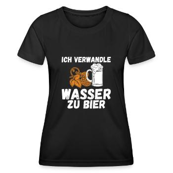Ich verwandle Wasser zu Bier Brauerei und Hobby Bi - Frauen Funktions-T-Shirt - Schwarz - Vorne - AI Model Female 172 light (172cm)