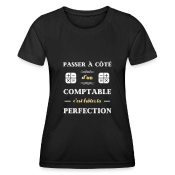 perfection comptable humour comptabilité homme - T-shirt sport Femme - noir - Devant - AI Model Female 172 light (172cm)