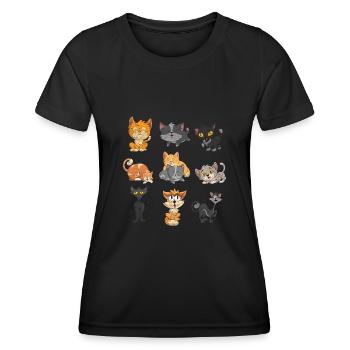 Katze - Frauen Funktions-T-Shirt - Schwarz - Vorne - AI Model Female 172 light (172cm)