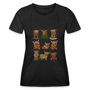 Schottisches Hochlandrind - Frauen Funktions-T-Shirt - Schwarz - Vorne - AI Model Female 172 light (172cm)