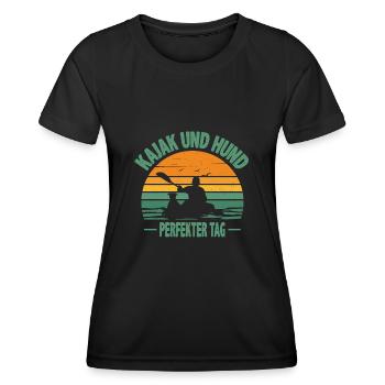 Kanu Kajak Kajak und Hund perfekter Tag - Frauen Funktions-T-Shirt - Schwarz - Vorne - AI Model Female 172 light (172cm)