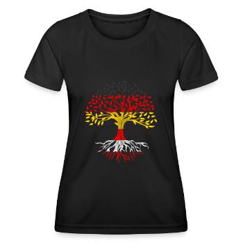 Roots Tree Allemagne Autriche - T-shirt sport Femme - noir - Devant - AI Model Female 172 light (172cm)