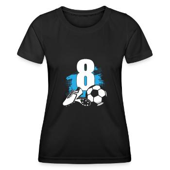 Fußball 8 Jahre alter Fußballer 8. Geburtstag - Frauen Funktions-T-Shirt - Schwarz - Vorne - AI Model Female 172 light (172cm)