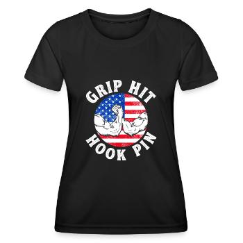 Grip Hit Hook Pin Arm Press - T-shirt sport Femme - noir - Devant - AI Model Female 172 light (172cm)