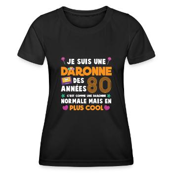 maman daronne rétro années 80 lunettes cassettes - T-shirt sport Femme - noir - Devant - AI Model Female 172 light (172cm)