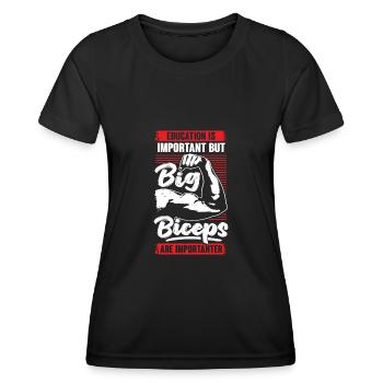 Fun Gym Biceps Fitness Cadeau de musculation - T-shirt sport Femme - noir - Devant - AI Model Female 172 light (172cm)