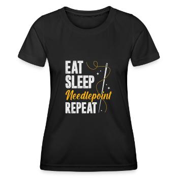 Needlepoint Broderie Broderie Stickerin Cadeau - T-shirt sport Femme - noir - Devant - AI Model Female 172 light (172cm)