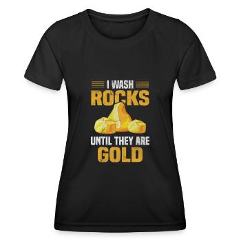 Goldsucher Goldgräber Wasche Steine Gold Metalle - Frauen Funktions-T-Shirt - Schwarz - Vorne - AI Model Female 172 light (172cm)