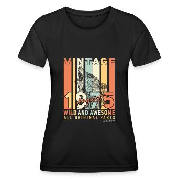 Année de construction 1975 en août - T-shirt sport Femme - noir - Devant - AI Model Female 172 light (172cm)