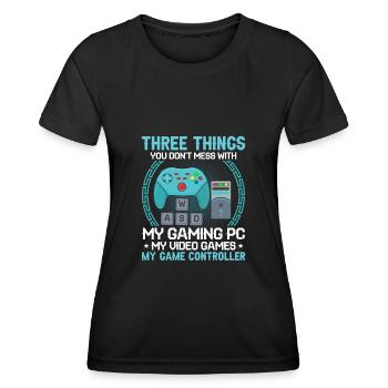 Trois choses ne gâchent pas mes jeux vidéo PC de jeu - T-shirt sport Femme - noir - Devant - AI Model Female 172 light (172cm)