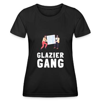 Verre de vitrier ajusteur et vitre de sertisseur de verre - T-shirt sport Femme - noir - Devant - AI Model Female 172 light (172cm)