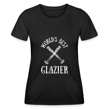 Verre de vitrier ajusteur et vitre de sertisseur de verre - T-shirt sport Femme - noir - Devant - AI Model Female 172 light (172cm)