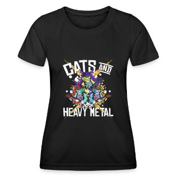 Chats & Heavy Metal - T-shirt sport Femme - noir - Devant - AI Model Female 172 light (172cm)