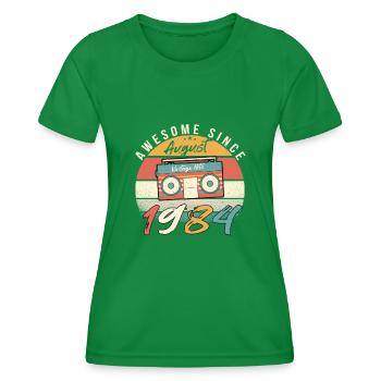 Born in August 1984 - Women's Functional T-Shirt - kelly green - Front - AI Model Female 172 dark (172cm)