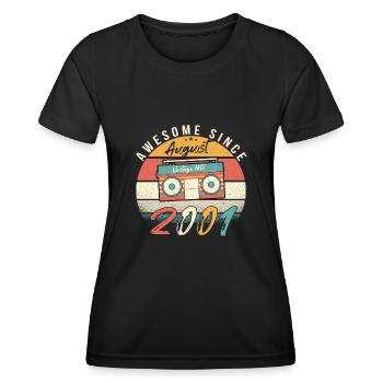 Année de naissance 2001 en août - T-shirt sport Femme - noir - Devant - AI Model Female 172 light (172cm)