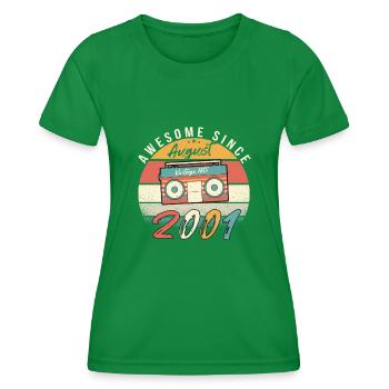 Year of birth 2001 in August - Women's Functional T-Shirt - kelly green - Front - AI Model Female 172 dark (172cm)