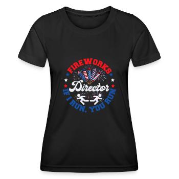 Directeur de feux d’artifice Funny Party Independence Day - T-shirt sport Femme - noir - Devant - AI Model Female 172 light (172cm)