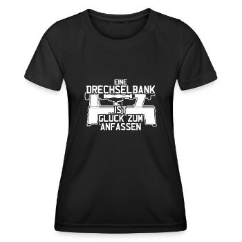Drechseln Drechselbank Glück Drechsler - Frauen Funktions-T-Shirt - Schwarz - Vorne - AI Model Female 172 light (172cm)