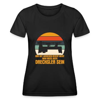 Drechseln Retro Drechselbank Drechsler - Frauen Funktions-T-Shirt - Schwarz - Vorne - AI Model Female 172 light (172cm)