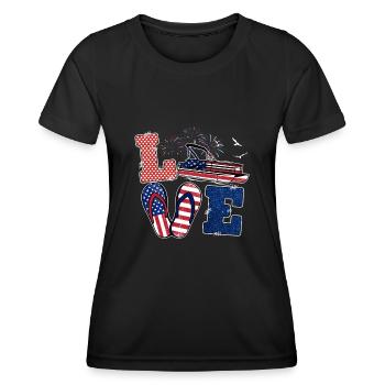 Pontoon Boat America Flip Flops Été - T-shirt sport Femme - noir - Devant - AI Model Female 172 light (172cm)