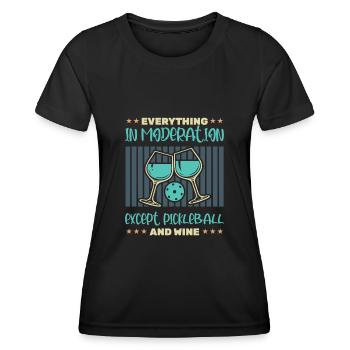 Funny Wine and Pickleball - Frauen Funktions-T-Shirt - Schwarz - Vorne - AI Model Female 172 light (172cm)