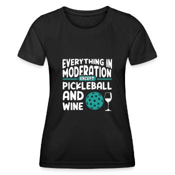 Drôle de vin et de pickleball - T-shirt sport Femme - noir - Devant - AI Model Female 172 light (172cm)