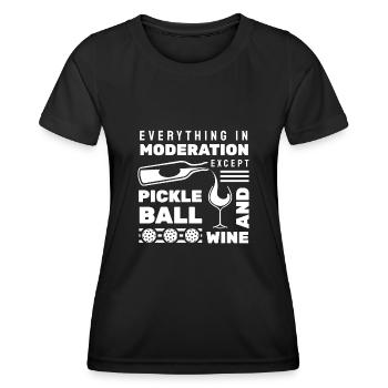 Funny Wine and Pickleball - Frauen Funktions-T-Shirt - Schwarz - Vorne - AI Model Female 172 light (172cm)