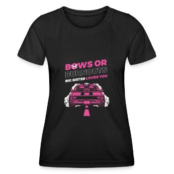 Burnouts Or Bows Gender Reveal Party - T-shirt sport Femme - noir - Devant - AI Model Female 172 light (172cm)
