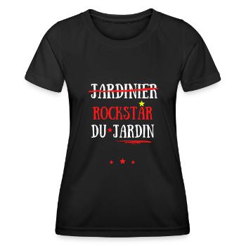 JARDINIER OU LA ROCK STAR DU JARDIN - T-shirt sport Femme - noir - Devant - AI Model Female 172 light (172cm)