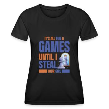 Funny Chess Player - Frauen Funktions-T-Shirt - Schwarz - Vorne - AI Model Female 172 light (172cm)